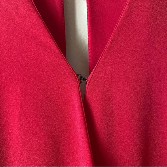 Helena Quinn red wrap dress size M silk poly blend - Picture 4 of 9